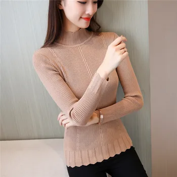 

2020 Top Cotton Jumper Sweater Women 28 New Autumn Dresses Slim Stretch Twist Knit Shirt F1919