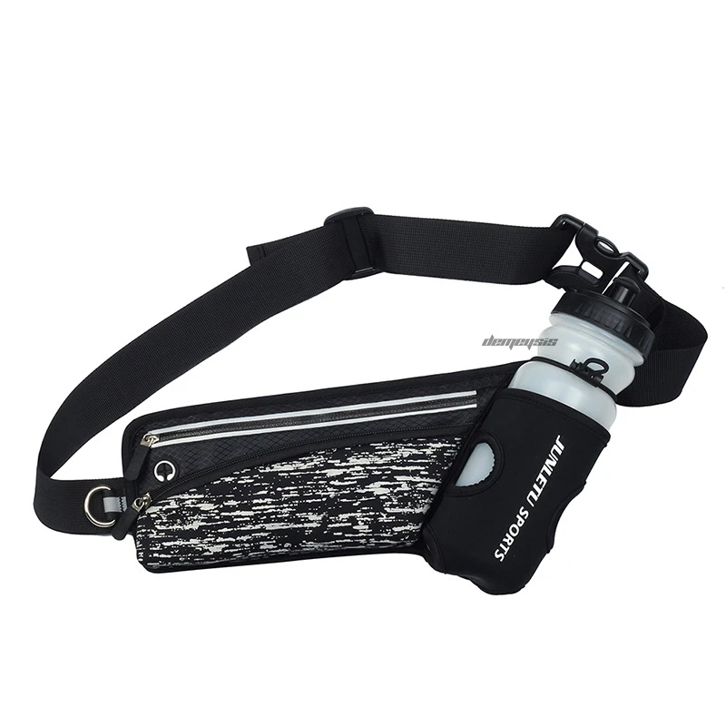 black whtie Outdoor Running Waist Bag Waterproof Anti-theft Mobile Phone Holder Invisible Kettle Belt Belly Bag Gym Bag - Цвет: black whtie