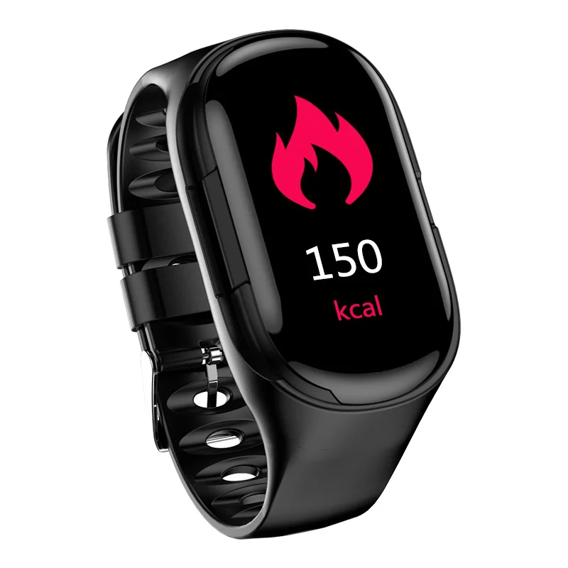 Smart Watch Bracelet Bluetooth Wireless Earphone 2 in 1 Heart Rate Monitor for Sports PUO88