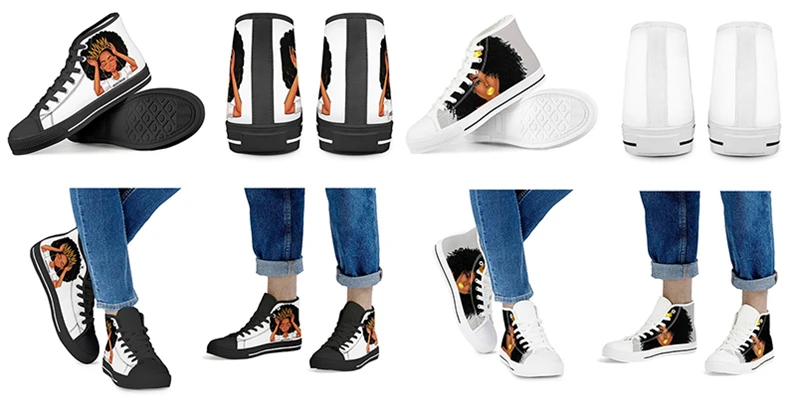 ELVISWORDS 3D Painting Horse Black High Top Women Casual Canvas Shoes Womens Vulcanize Flats Shoes Spring Woman Girls Sneakers