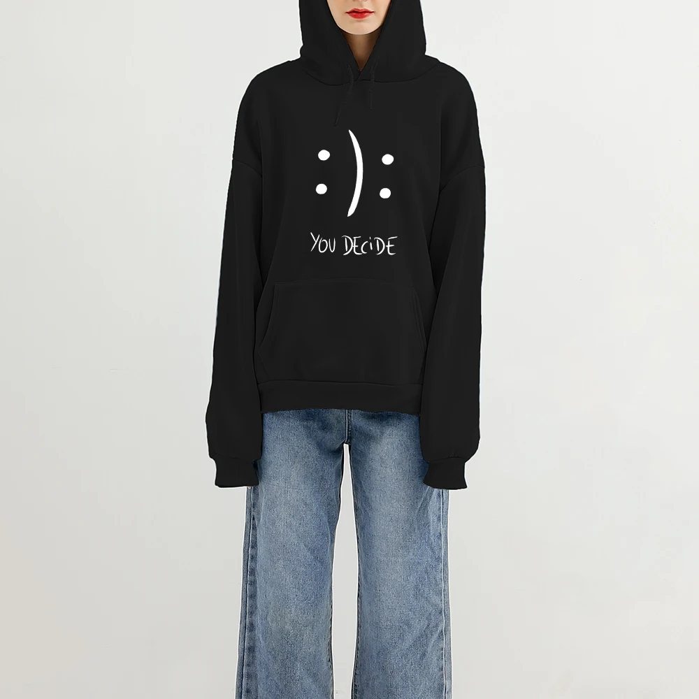 

Letter Print Drawstring Hoodie Women Hooded Oversize Pullovers Harajuku Warm Kawaii Female Black Hoodies Streetwear Sweatshirts