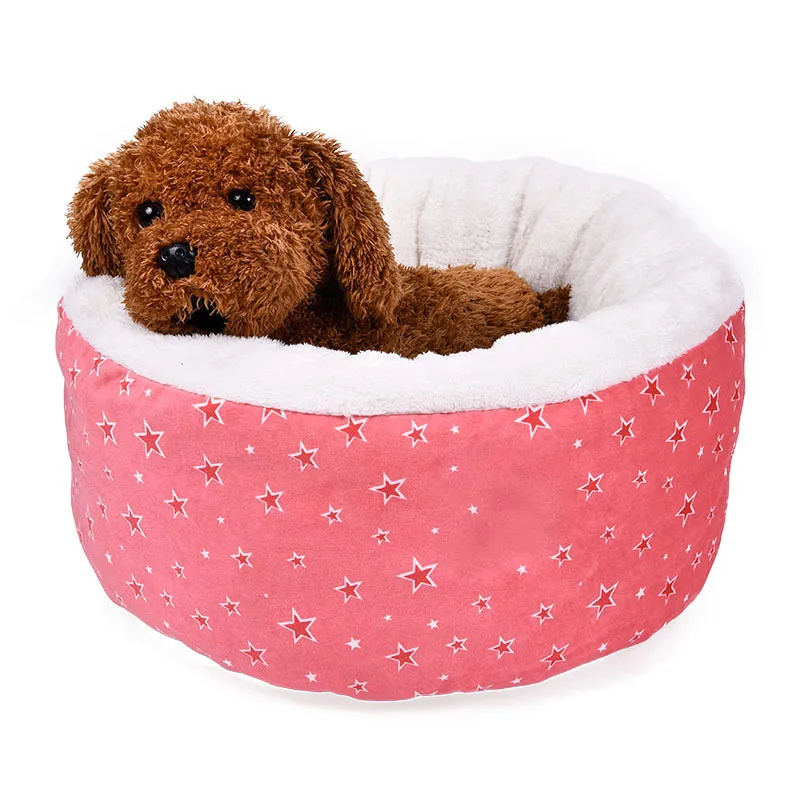 Pink Круглая кровать для питомца, щенка, кошки, спальная кровать, толстая, уютная, мягкая, плюшевая, теплая, питомник для собак, кошек, MJJ88 - Цвет: Pink