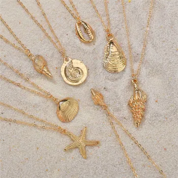 

GUVIVI Beach Style Bohemian Bracelet For Women Gold Color Starfish Conch Boho Necklaces Jewelry Girl Gifts
