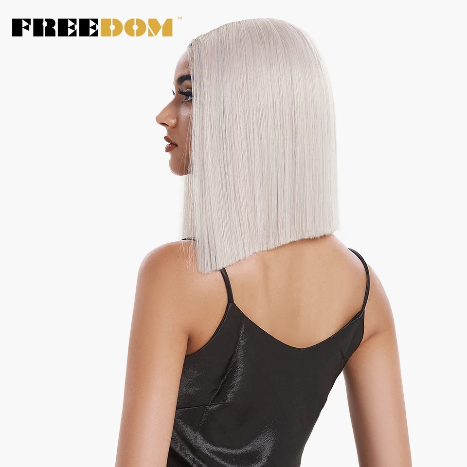 Ceny Wolność proste włosy syntetyczne koronki przodu i T część peruka 14 Cal peruki niebieski peruka ombre kolor do wyboru peruka do cosplay darmowa wysyłka