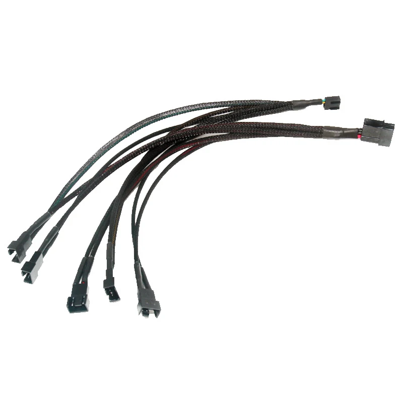 30cm Fan Cable Fan Splitter Molex to 5 Way 3Pin 4Pin PWM Fan Adapter for HDD Optical Drive Computer Case Mining Cooling Fans NEW