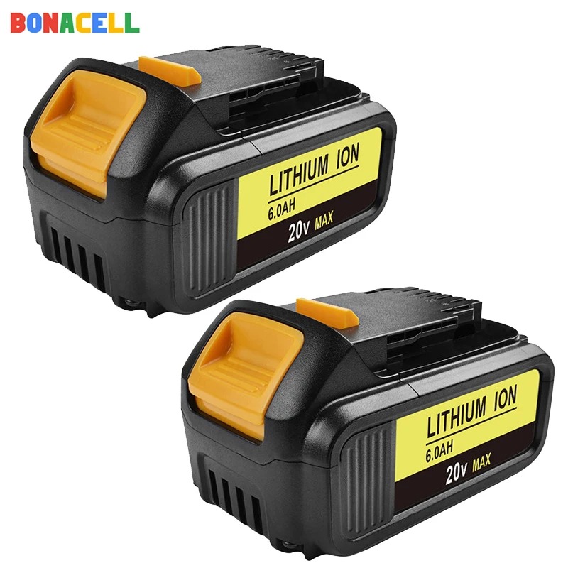 Bonacell 6000 мА/ч, 18V для Dewalt Мощность инструмент Батарея для DCB180 DCB181 DCB182 DCB201 DCB201-2 DCB200 DCB200-2 DCB204-2 L30 - Цвет: 2 PACK 6000mAH