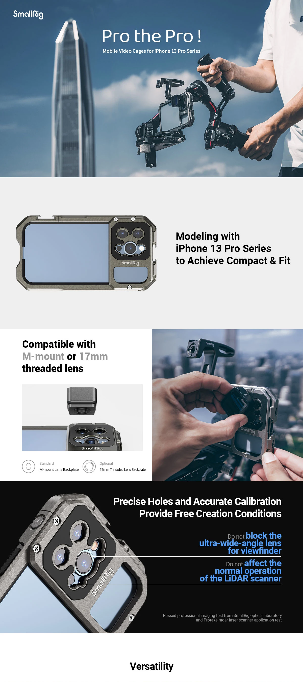 SmallRig Mobile Phone Video Cage Handle Rig for iPhone 13 Pro / pro Max Case compatible with M-mount 17mm threaded lenses 3561 cool iphone 12 pro max cases