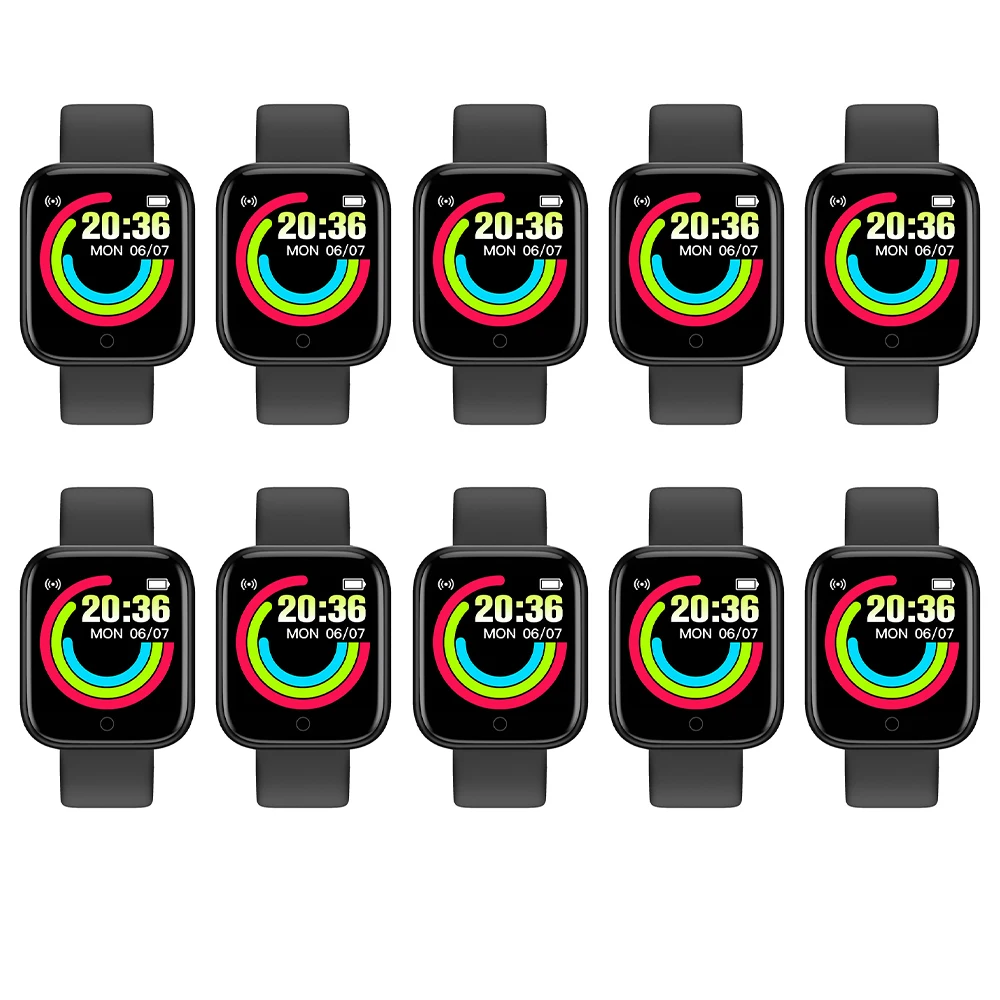 10PCS Y68 Smart Watch Fitness Bracelet Tracker Blood Pressure Heart Rate Monitor Bluetooth-compatible Watch For Xiaomi iPhone