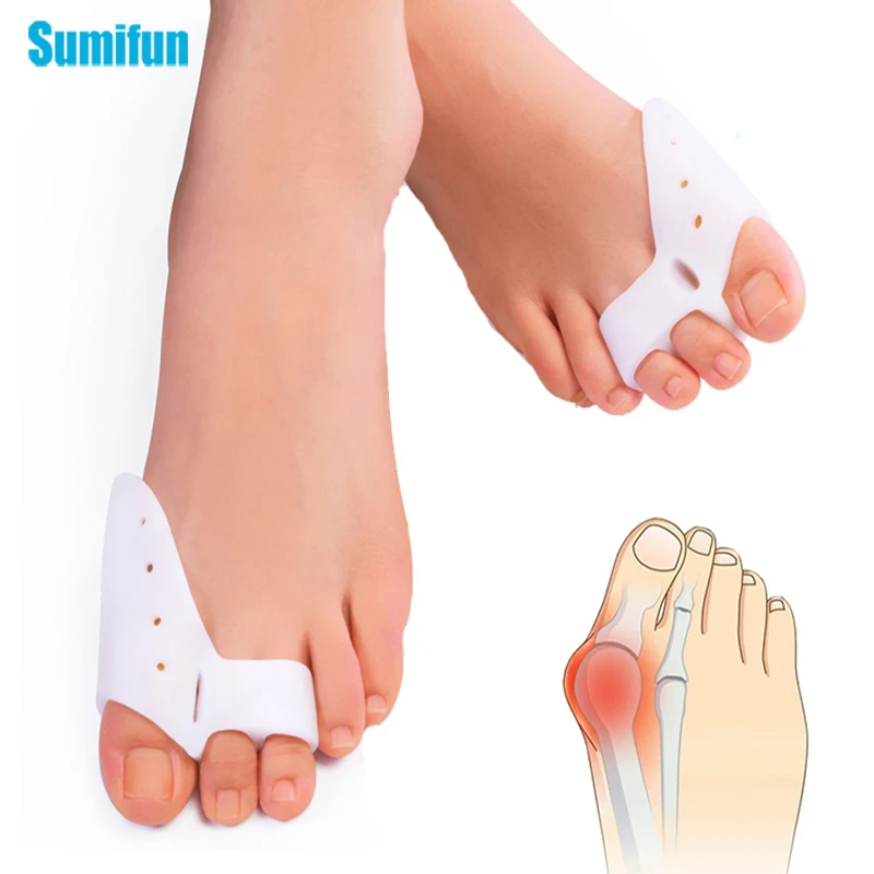 2pcs Breathable Toe Separator Silicone Foot Protector Hallux Valgus Corrector Sleeve Bunion Adjuster Pedicure Feet Care Tool