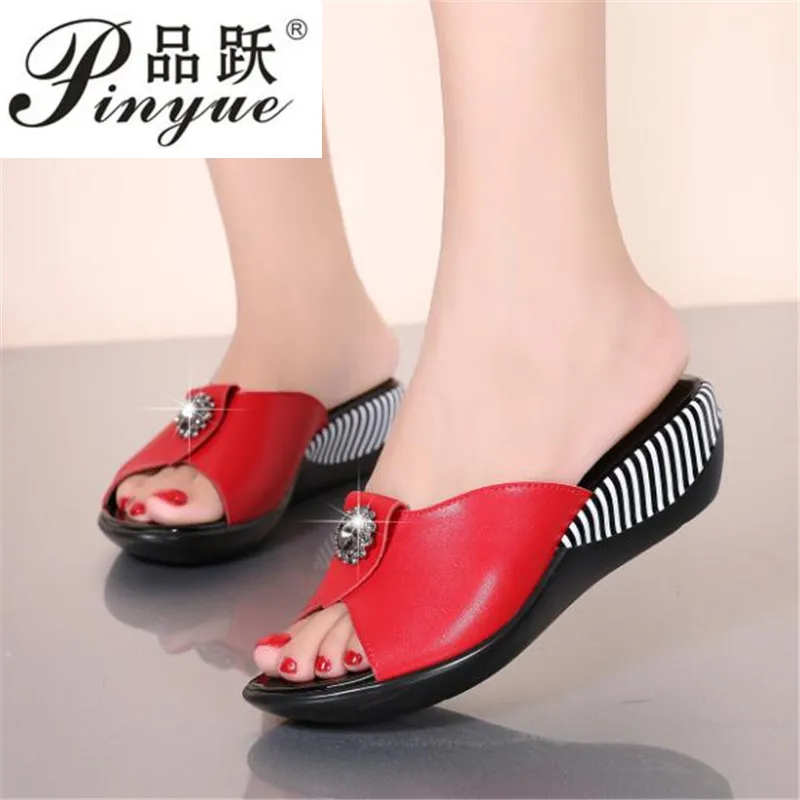 size 35--42 Diamond slippers Genuine Leather Slippers New Fashion Antiskid Summer Womens Rhinestone Sandals | Обувь