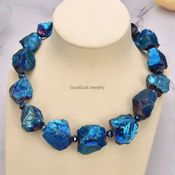 

GG Jewelry Blue Titanium Quartz Rough Nugget Crystal Necklace