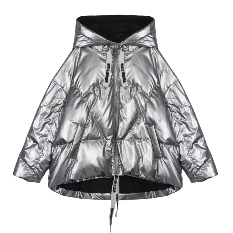 Новинка 2019 года Серебристые водонепроницаемые парки с капюшоном и воротником