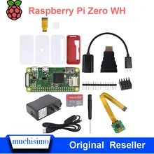 Raspberry Pi Zero WH-Pin de cabezal de soldadura inalámbrico, con Bluetooth, WIFI, adaptador de corriente, disipadores de calor, Cable, funda para tarjeta SD, Original