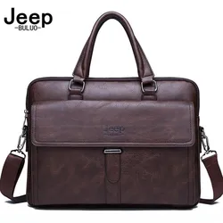JEEP BULUO  Men Business Bag  Set Handbags High Quality Leather Office Bags Totes Male For 14 inch Laptop Briefcase Bags