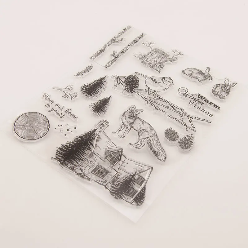 Merry Christmas Animals Fox Rabbit Clear Silicone Stamp Seal DIY Scrapbooking Album Decorative Clear Stamp Sheets
