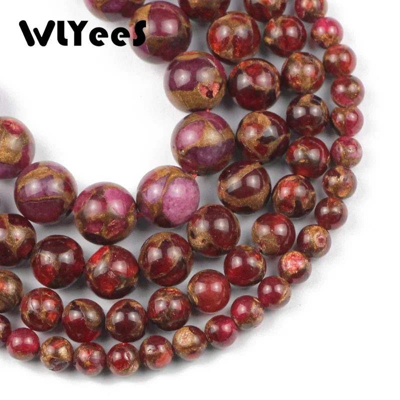 WLYeeS бусины из натурального камня Красного непальского золота круглые россыпью