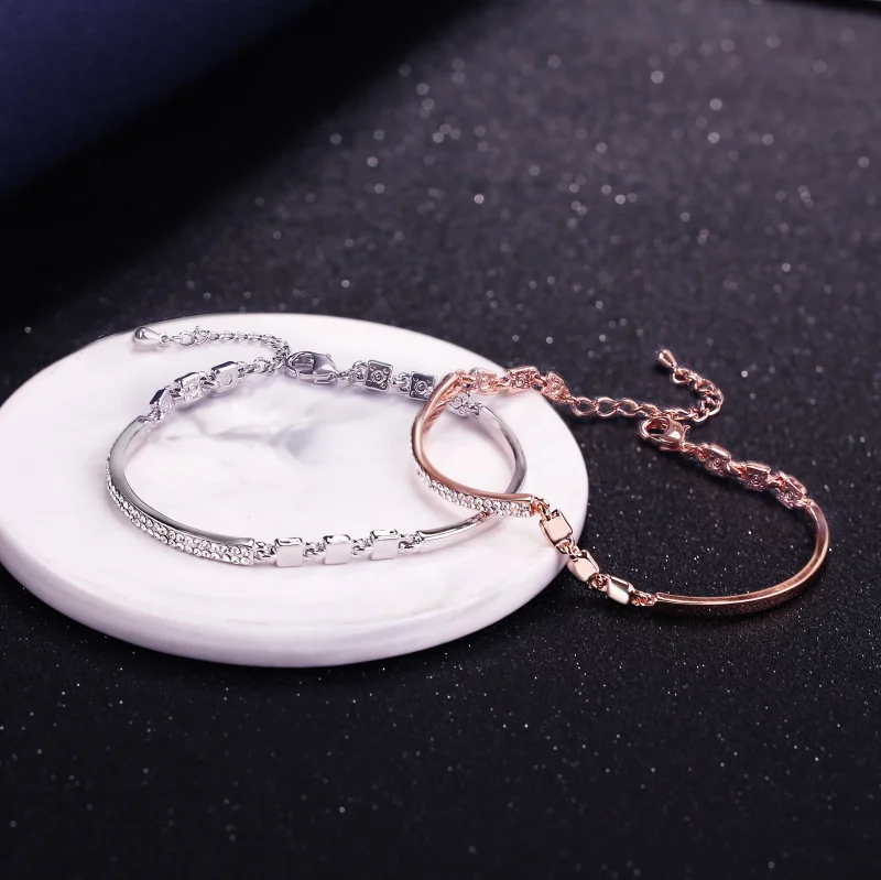 NAWEILY Brand Shiny Best Crystal Charm Bracelet Gold Silver Color