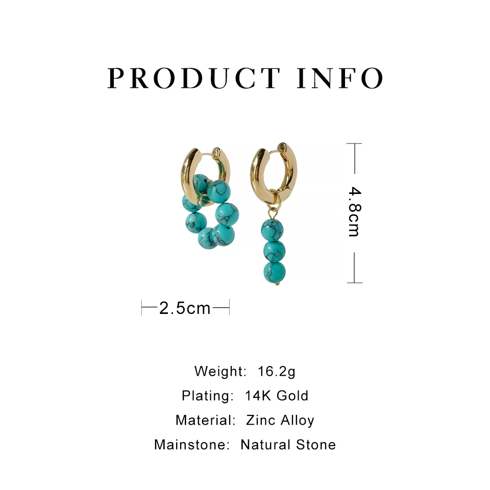 Peri'sBox Boho Asymmetric Multicolor Stone Bead Hoop Earring Colorful Stone Beaded Huggie Earrings Gift Jewelry - Image 6