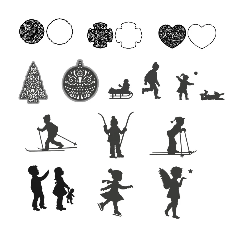 

Christmas Tree Skiing Children Metal Cutting dies 2019 new Craft Dies for Embossing Paper Card making Scrapbooking Decoration