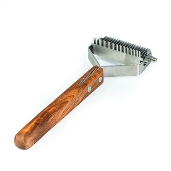 

Paipaitek Wooden Handle Dematting Comb, Double-Sided Pet Comb, Undercoat Rake Pet Grooming Brush for Medium to Large Dogs, Cats