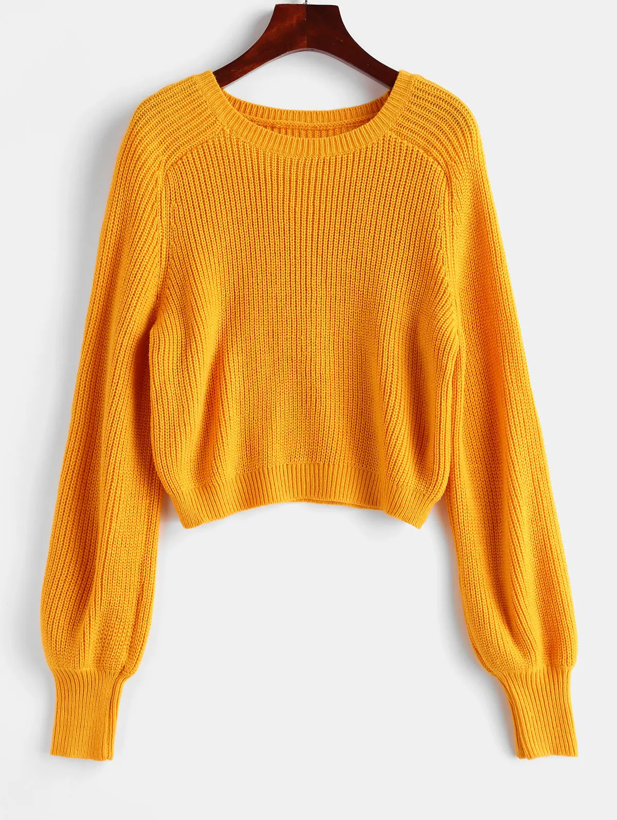 

ZAFUL Women Crop Sweaters Knitted Women'S Pullovers Female Fall Winter O Neck Raglan Long Sleeve Crew Neck Short Warm Sweaters