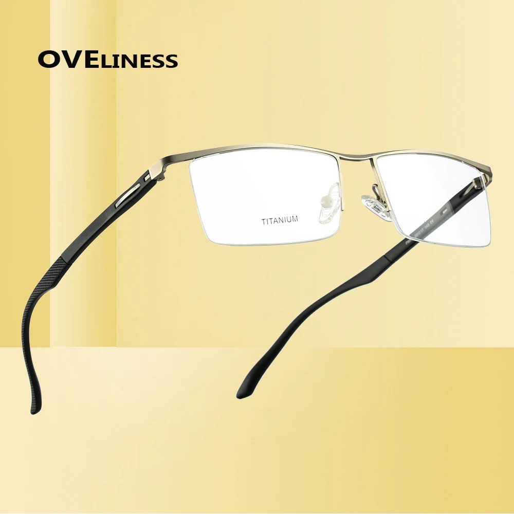 

2020 Titanium Alloy eyeglasses men's eye glasses frame men 2020 Square Myopia Prescription Clear glasses male Half Metal eyewear