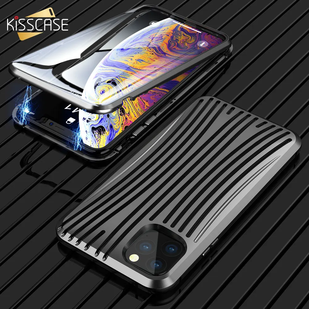 

KISSCASE Magnetic Tempered Glass Case For iPhone X XR XS Max 7 8 11 pro Max Adsorption Phone Case For iPhone XR X XS 7 8 Plus