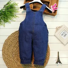 Детские брюки на подтяжках в Корейском стиле с милым карманом в виде маленькой обезьянки для мужчин и женщин; B039