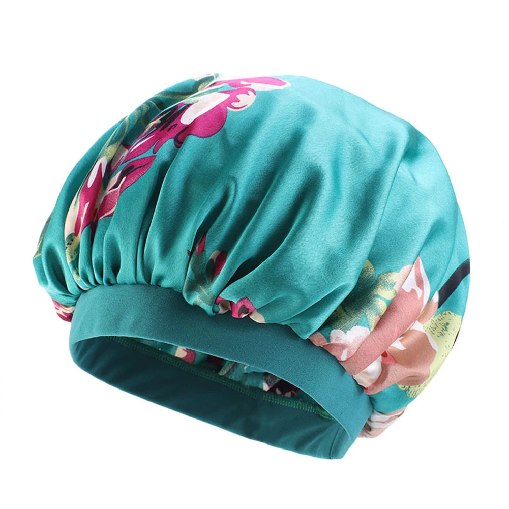 Женская атласная шапочка для длинных волос, ночная шапка для сна, шелковая шапка, повязка на голову, эластичная регулируемая повязка, ночная шапка - Цвет: Зеленый