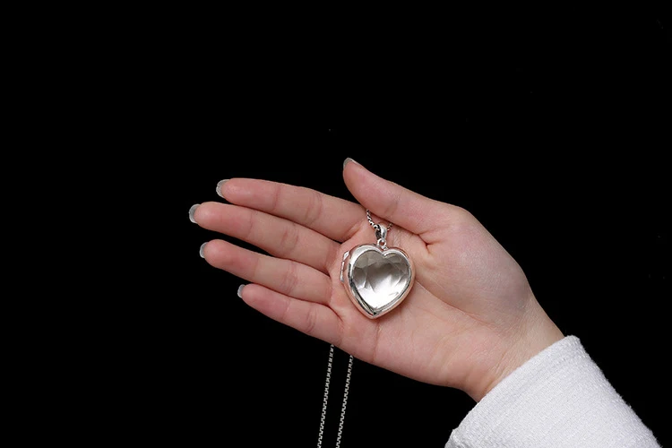 925 Sterling Sliver Crystal Heart Pendant Necklace for Man Women