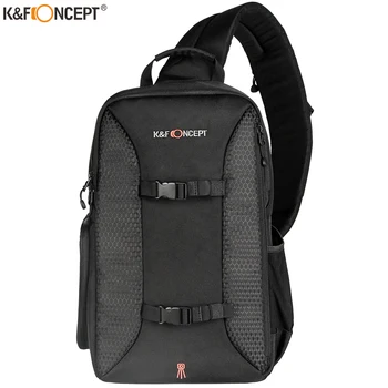 

K&F CONCEPT Camera Sling Backpack Classic Side Compartments Travel Shoulder Bag Case for 7" Ipad with Tripod Holder Rain Cover