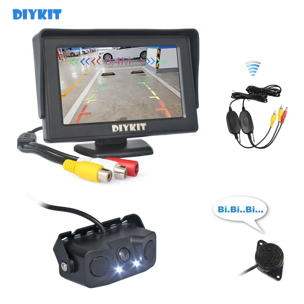 DIYKIT беспроводной 4 3 дюймовый цветной TFT ЖК монитор автомобиля + Водонепроницаемый