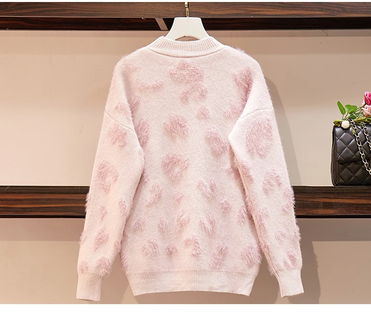 Осень, свитер, Розовый шерстяной комплект с юбкой, Женский Свободный пуловер с длинными рукавами, свитер+ плиссированная юбка, комплект для девочек