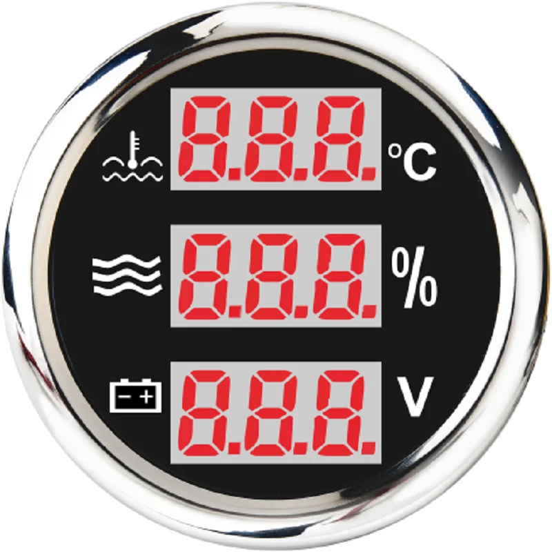 

New 52mm Waterproof Universal 3 in 1 Multi-Function Digital Gauge Water Temp Water Level With Alarm 9-32V