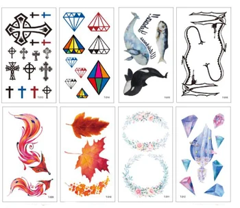 

8pcs Temporary Tatoo Fake Tattoo Sticker Waterproof Tatto Tattoos Fish Cross Diamond Tatouage Flash Foot Hand For Women Girl Men