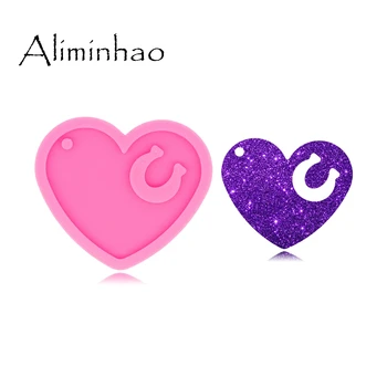

DY0563 Shiny Glossy Heart and Horseshoe Keychain mold UV Resin Liquid Silicone Mould Craft For DIY Necklace Making Jewelry
