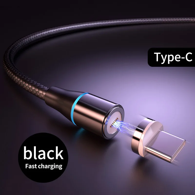 Black For Type-C Магнитный кабель Snodesound для быстрой зарядки iPhone XR Micro Usb type-C, кабель для быстрой зарядки samsung, шнур для передачи данных - Цвет: Black For Type-C