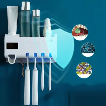 

Toothbrush Sterilizer Toothbrush Rack Punch Free Home Tooth Brush Disinfection Box UVC-LED Lamp Smart Toothbrush Sterilizer New