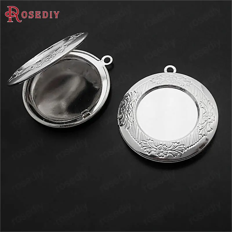 Silver Color 4 шт. 32 мм 24 К золотой цвет цветок из латуни круглые Фото Подвески в виде коробочек высокого качества материал для изготовления украшений Diy фурнитура Аксессуары - Окраска металла: Silver Color