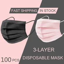 Mascarilla desechable no tejida de 3 capas para adultos, máscara antipolvo transpirable con banda elástica para las orejas, 10/100 Uds.