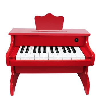 

25 Keys Children Multi-Function Wooden Mini Piano Electronic Keyboard Musical Instruments Toy Birthday Gift-Red White Black Pink