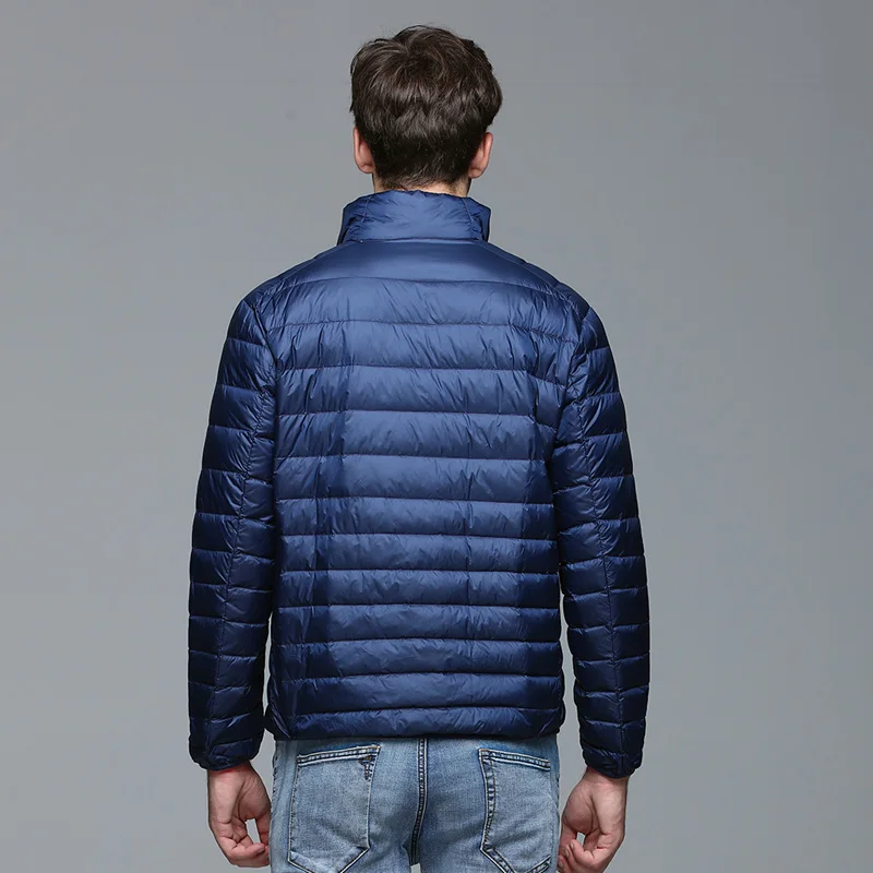 Новинка, 6xl, мужской пуховик, Сверхлегкий, белый, утиный пух, пальто, стоячий воротник, зимняя куртка, Мужская, повседневная, однотонная, переносная, мужское пальто