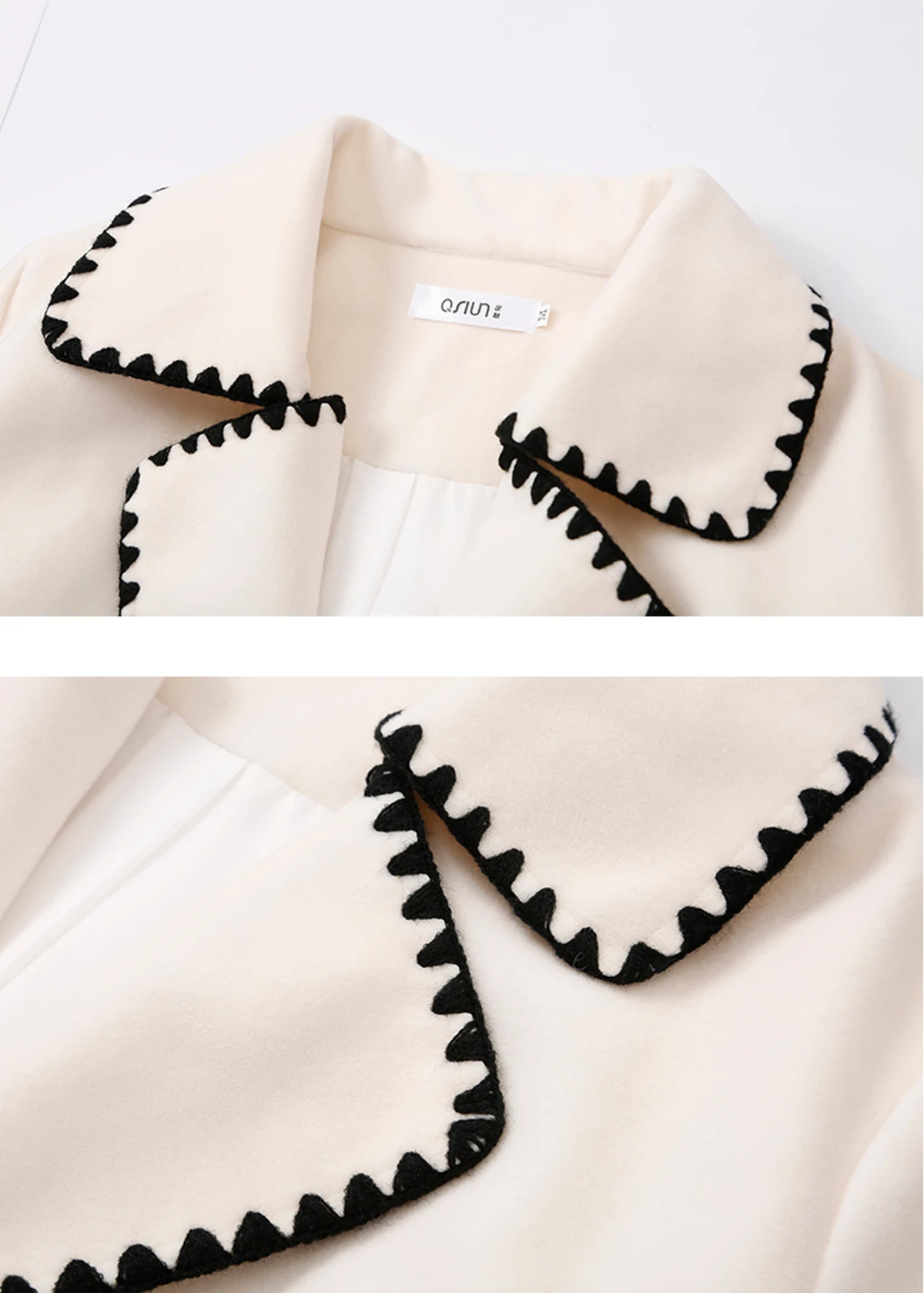 Autumn Winter New Women Wavy Edge Suit Collar Long Woolen Coat Female Casual Fashion Coat Solid Loose Wool Coat CA3316