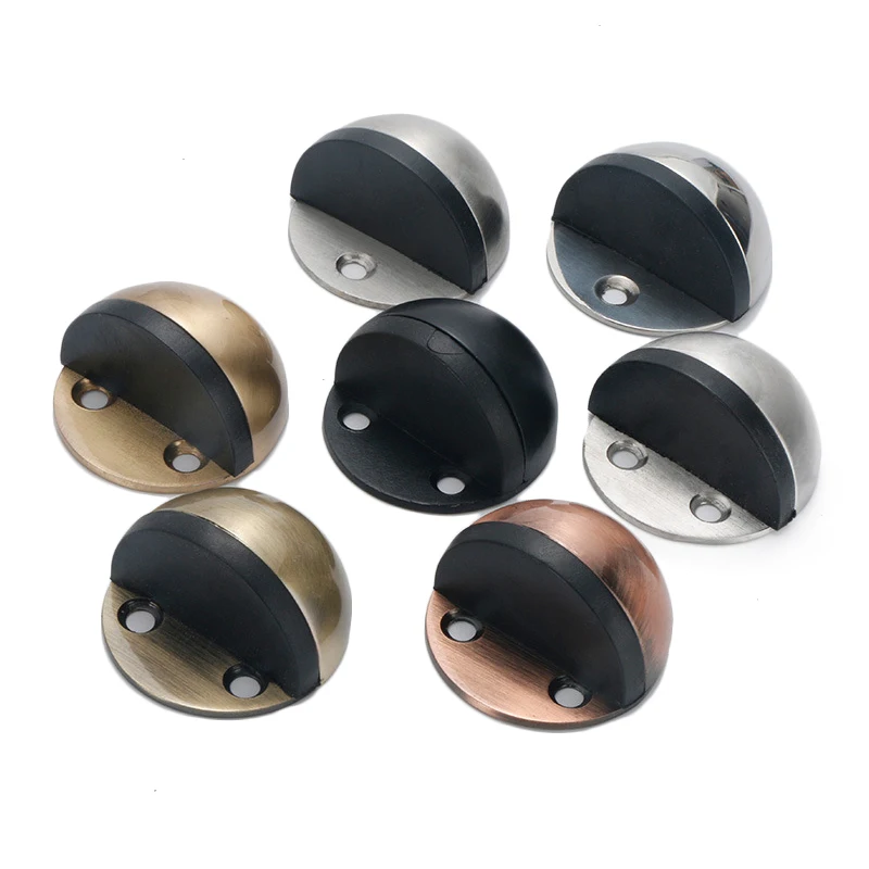 Floor-mounted Door Stops Stainless Steel Glass Door Rubber Semi-circular Anti-collision Punch Free Stop Wood Holder door stopper door stopper bumpers