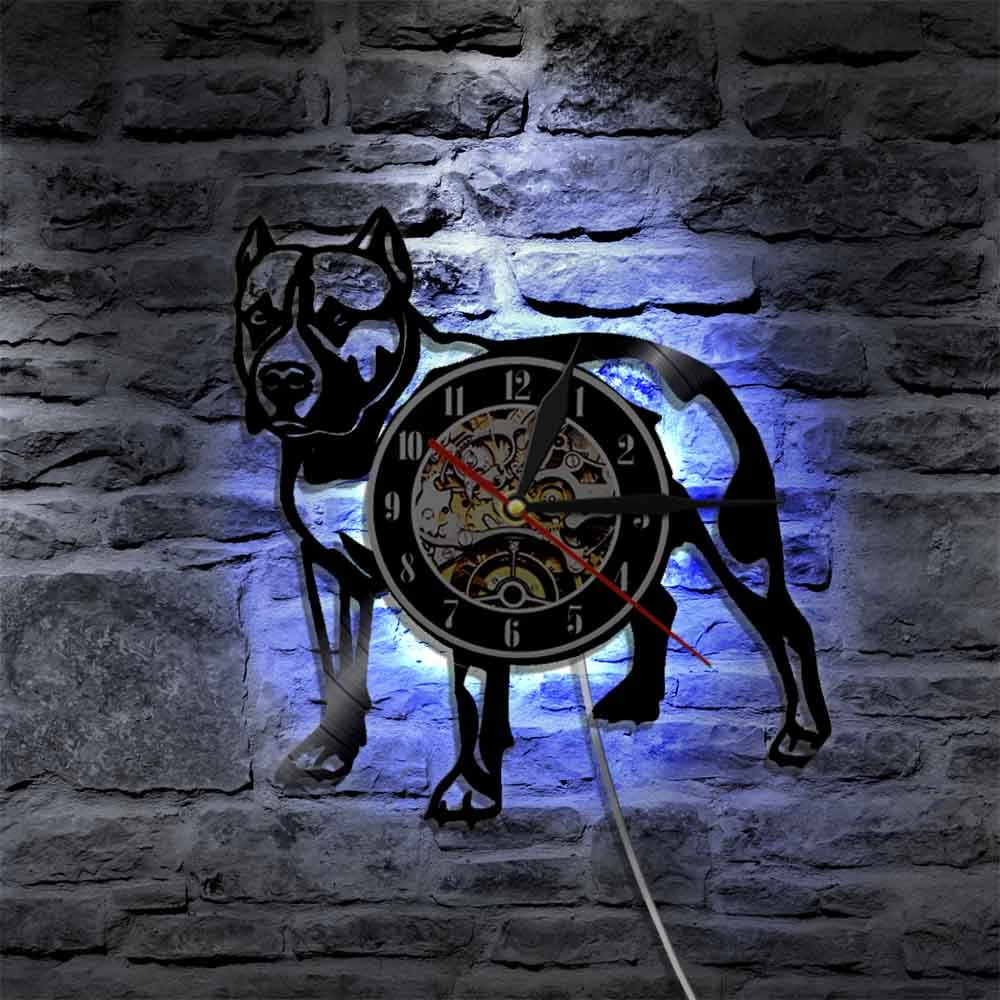 Horloge chiens deco coloré Pitbull Acrylique Deco Mur Horloge Retro