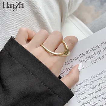 

HANGZHI 2020 Fashion Geometric Line Minimalist Mult irregular Line Metal Big Finger Rings for Women Party Wedding Jewelry Gift
