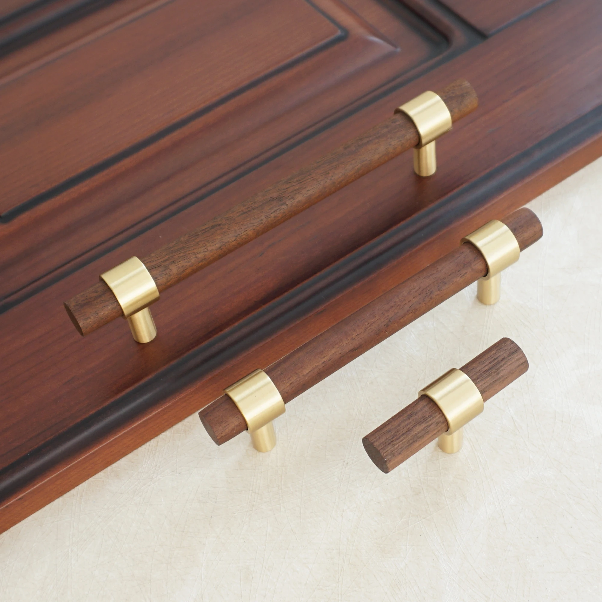 4 5 Wooden Drawer Handle Copper Door Handles T Bar Knob Kitchen