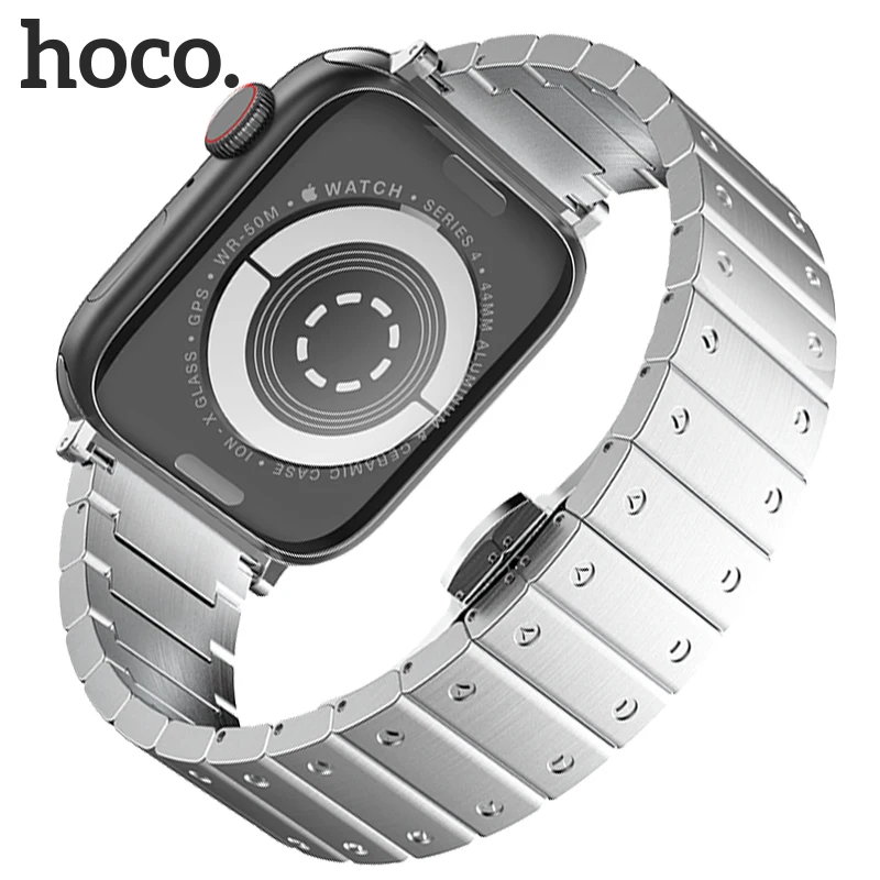 

Hoco Stainless Steel Bracelet Watchband for Apple Watch Series 4/3/2/1 Strap Metal Butterfly Buckle Band for Iwatch40/38/44/44mm