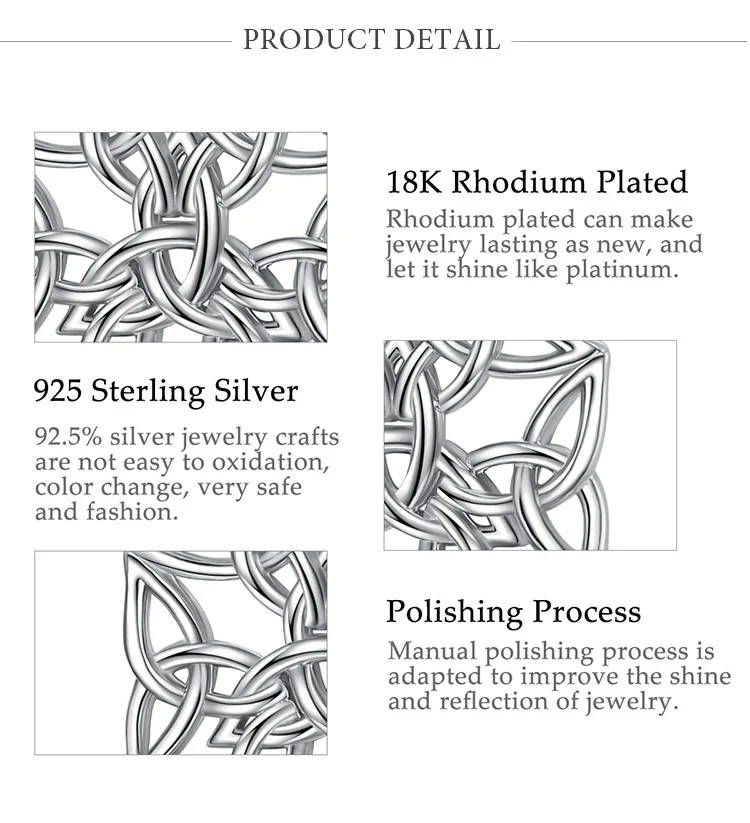 Эудора стерлингового серебра кельтские узлы ожерелье с кулоном в виде цветка полировка серебро Шарм Ирландский Узел Ювелирные изделия для женщин минималистский D438