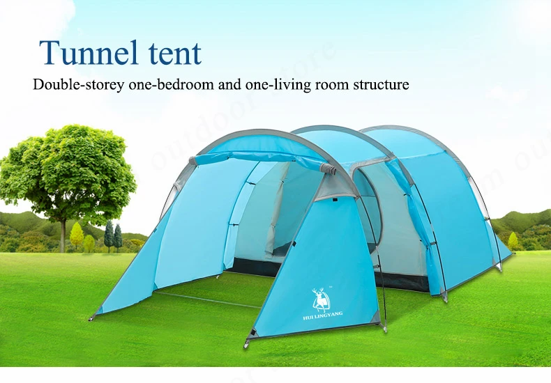 Сверхлегкая палатка для кемпинга, водонепроницаемая, для 3-4 человек, двухслойная туннельная палатка, для улицы, для пешего туризма, для альпинизма, большое пространство, пляжные Семейные палатки